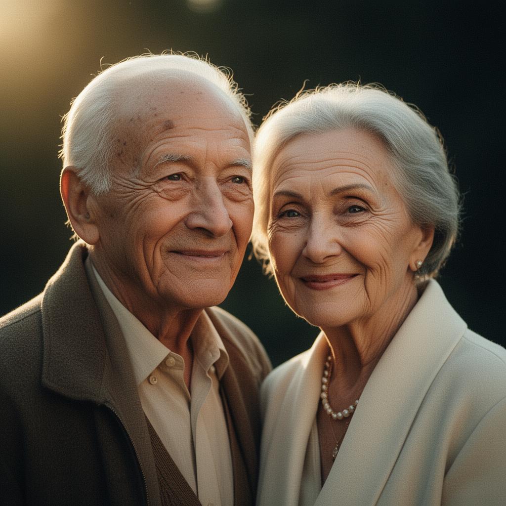 Casal idoso sereno e em paz